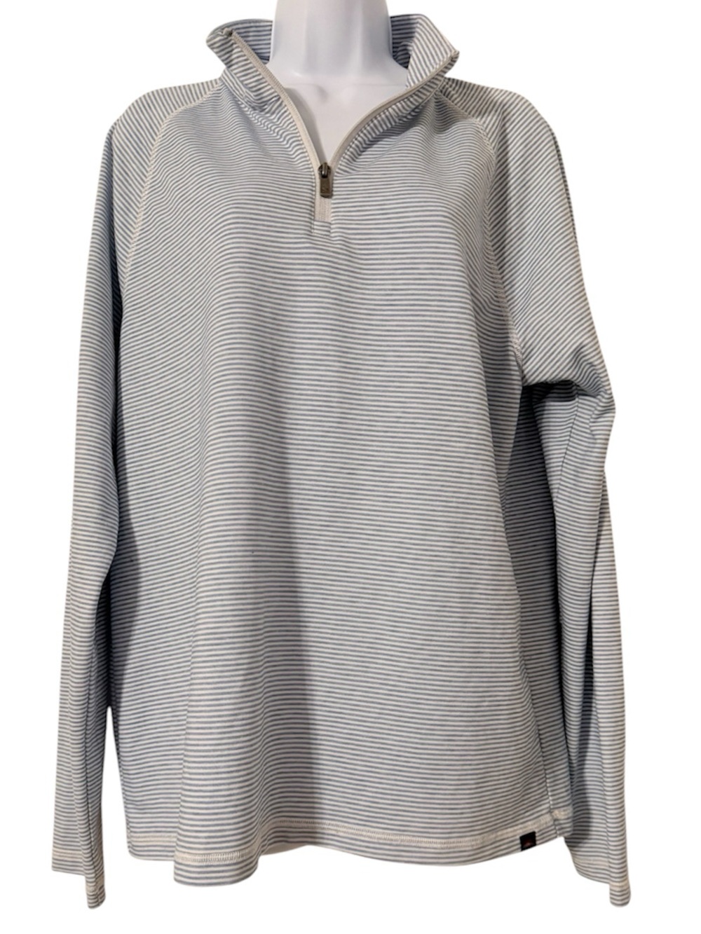 Faherty Men's Movement Quarter Zip Striped Pullover Sz L